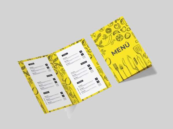 Cartas de Restaurante Plegadas en Díptico